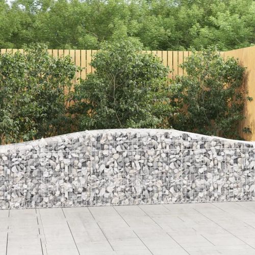 Paniers À Gabions Arqués 4 Pcs 400x50x60/80 Cm Fer Galvanisé
