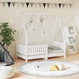 Cadre De Lit Pour Enfant Blanc 70x140 Cm Bois De Pin Massif