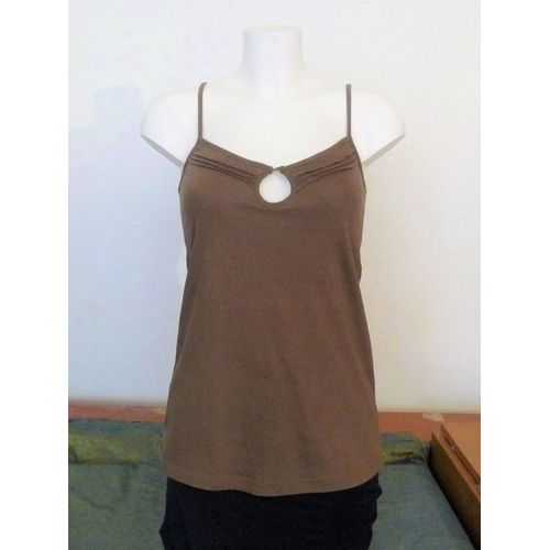Top/ Tee Shirt À Bretelles 100% Coton Marron Kaki- Taille 34/36- La Redoute