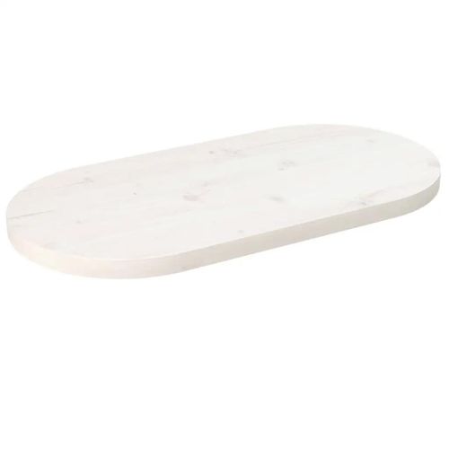 Dessus De Table Blanc 60x30x2,5 Cm Bois De Pin Massif Ovale
