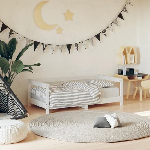 Cadre De Lit Pour Enfant Blanc 70x140 Cm Bois De Pin Massif