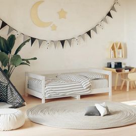 Cadre De Lit Pour Enfant Blanc 70x140 Cm Bois De Pin Massif