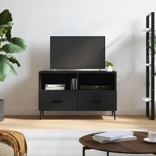 Meuble Tv Noir 80x36x50 Cm Bois D'ingénierie