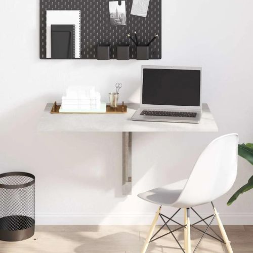 Table Murale Pliable Gris Béton 100x60x56 Cm Bois D'ingénierie