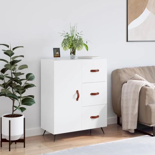 Buffet Blanc 69,5x34x90 Cm Bois D'ingénierie