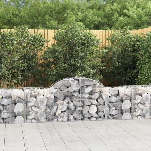Paniers À Gabions Arqués 4 Pcs 200x50x60/80 Cm Fer Galvanisé