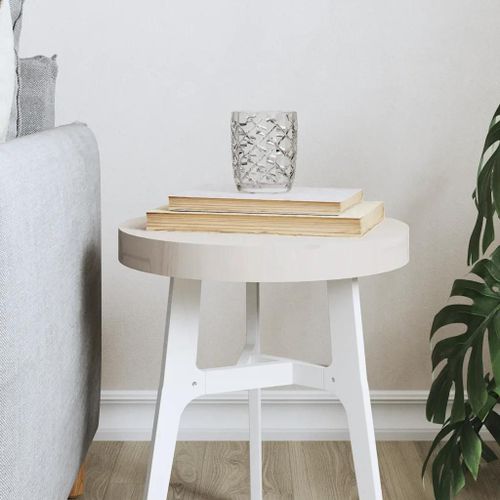 Dessus De Table Rond Blanc Ø30x3 Cm Bois De Pin Massif