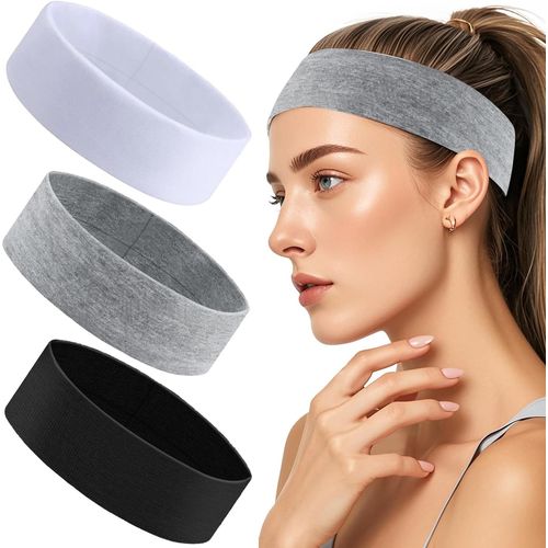 Asas-3 Pièces Bandeaux De Yoga,Bandeau Sport Élastique Pour Femmes,Unisexe Bandeau De Fitness Anti-Dérapant Et Absorbant L'humidité,Adapté Au Sport,Gym,Course À Pied,Football,Cyclisme(Noir+Gris+Blanc)