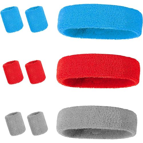 Asas-9 Pièces Bandeau De Sport,Ensemble Bandeau Et Serre-Poignets,80 Et 90 Rétro Pour Carnaval Soirée,Bandeau Absorbant La Transpiration