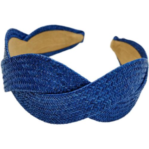 Asas-Bandeau Large Pour Femme-Bandeau Tendance Bohème-Bandeau Large-En Paille-Pour Femme Et Fille-Pour Mariage,Anniversaire,Fête,Vacances,Yoga,Bleu Roi