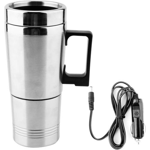 asas-Thermo Electrique,350Ml + 150Ml En Acier Inoxydable Voiture Bouilloire Électrique Thé Thermos Tasse D'Eau Chauffage 12V
