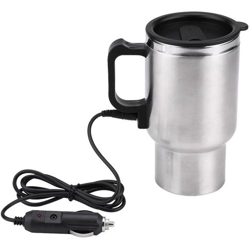 asas-Bouilloire Allume Cigare,450 Ml 12 V En Acier Inoxydable Voiture Électrique Tasse De Voyage Tasse De Chauffage Électrique Thermos Fiche Bouilloires Voiture Tasse De Café Chauffage Avec Adaptateur