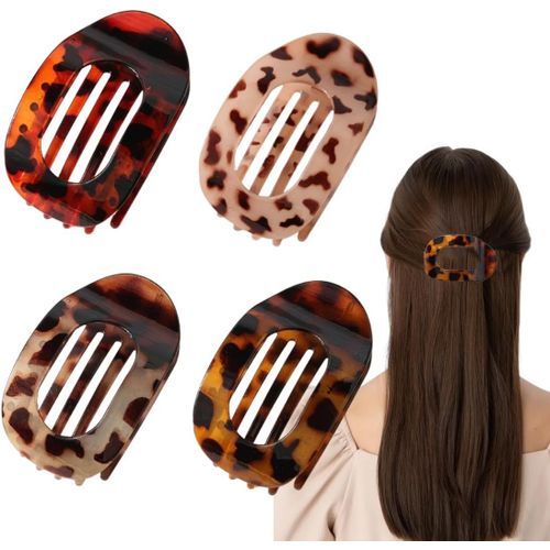 Asas-4 Pcs Pinces À Cheveux Pour Femmes,Pinces À Cheveux Antidérapantes,Pinces Plates Pour Cheveux Fins,Barrettes Latérales Élégantes 