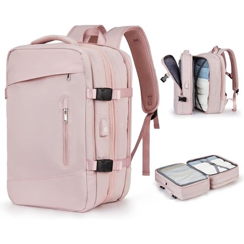 asas-Bagage Cabine Pour Ryanair Sac À Dos Voyage Cabine Avion Femme Homme Sous Siège Bagage À Main Petit Sac À Dos Pour Ordinateur Portable 17 Pouces,Rose