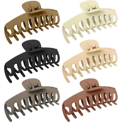 Asas-Lot De 6 Grandes Pinces À Cheveux Pour Femme-11cm-Tenue Forte-Mat-Rétro-Accessoires De Cheveux Pour Filles-Accessoires De Cheveux Pour La Mode Pour Le Bain,La Cuisine