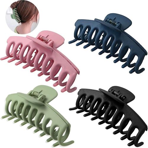 Asas-4 Pièces Grand Clips Pinces À Cheveux,Griffe En Plastique Femmes,Pinces À Cheveux Fille,Non-Slip Griffes,Pinces À Cheveux Pour Femmes,Pinces À Griffes Épaisses