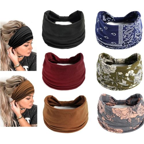 Asas-Lot De 6 Bandeaux De Sport Multicolores En Coton Pour Femme (Réglables Jusqu'à 50cm,Largeur 25cm)¿Parfait Pour Le Fitness,La Course,Le Yoga Et Plus Encore