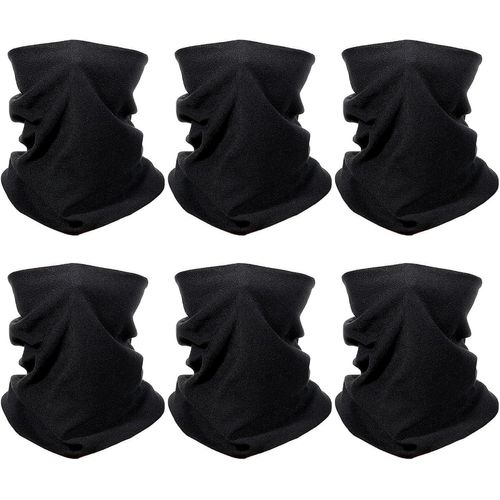 Asas-Lot De 6 Foulards Multifonctions Pour L'hiver-En Polaire-Coupe-Vent-Pour Le Ski,Le Jogging,Le Cyclisme,Noir ,M