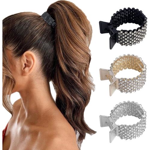 Asas-3 Pièces Petites Pinces À Cheveux Haute Queue De Cheval Strass Requin Pinces À Cheveux Pour Femmes Cheveux Longs Épais Améliorez Votre Coiffure Avec Des Pinces À Cheveux Élégantes 