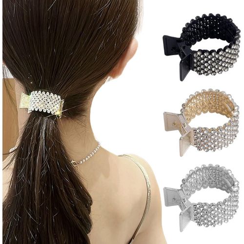Asas-3 Pièces Petites Pinces À Cheveux Queue De Cheval Haute Cheveux Longs Épais Pinces À Cheveux Requin En Strass Pour Femmes Améliorez Votre Coiffure Avec Des Pinces À Cheveux Élégantes Strass 