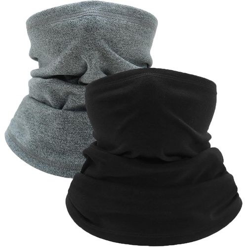Asas-Lot De 2 Écharpes D'hiver Pour Homme Et Femme-En Polaire Douce-Cache-Cou Pour Homme Et Femme-Pour L'hiver-Thermique-Pour Le Cyclisme,Le Ski,La Moto,La Course,Noir Et Gris Clair.,