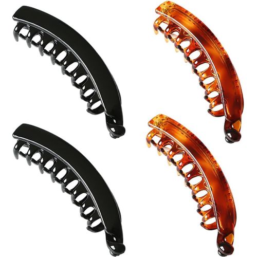 Asas-4 Pcs Rétro Pinces Cheveux Classique,Pinces À Cheveux Banane Pour Femme,Pince Banane Pour Cheveux Épais,Jolies Pinces À Cheveux,Pinces Banane Pour Cheveux Fins,Pince À Cheveux Banane 