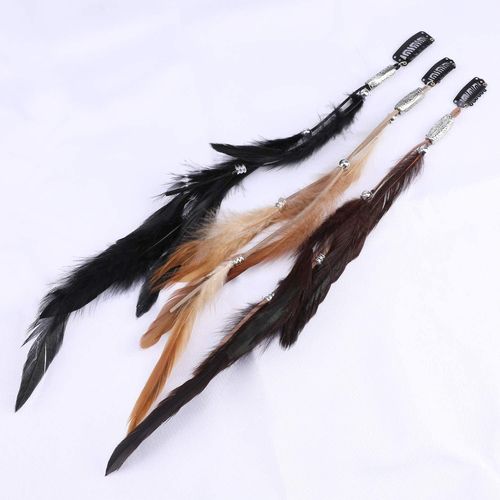 Asas-Hippie Pinces Cheveux Plumes,Boho Pinces Cheveux Plumes,Plume Coiffes Indiennes,3 Pc Épingles À Cheveux Plumes Halloween Coiffure Jeu Rôle Accessoires Costume Cosplay Accessoires