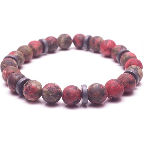 Asas-Bracelet De Yoga Tendance Pour Homme Rouge | Bracelet Chakra Pour Homme Avec Perles De Jade De Qualité Supérieure | Fait À La Main | Excellente Idée Cadeau,Flexible Fit / 16cm-23cm