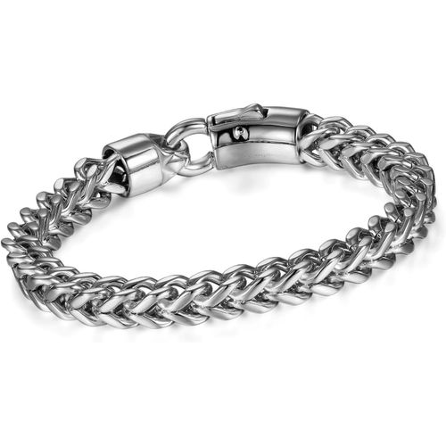 Asas-Gourmette Chaîne Bracelet Homme Argent,Bracelet Viking Homme En Acier Inoxydable,Gourmette Maille Cubaine De Miami