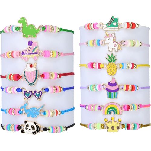 Asas-12 Pcs Bracelet Fille Bracelet Amitié Pour Enfant Bijoux Enfants Fille Ajustable Bracelet Cordon Tressé Pour Cadeau Anniversaire Fête