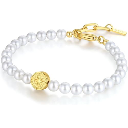 Asas-Bracelet Perle De Coquillage Pour Hommes/Femmes,Bracelet Charm Boussole,Cadeau Pour Lui/Elle