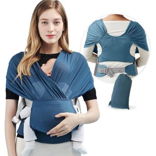 Asas-Echarpes De Portage Bébé Respirant,Porte Bébé Ventral Pour Nouveau-Nés En Maille 3d,Unisex Porte-Bébé Réglable,Ergonomique,Facile À Porter,Idée Cadeau De Naissance Jusqu'à 15 Kg (0 À 2 Ans),Bleu