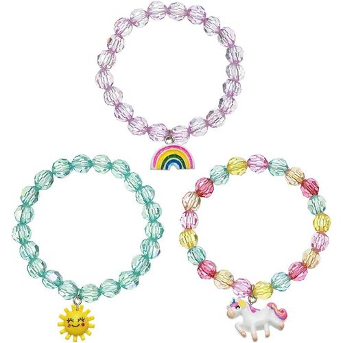 Asas-Bracelet Fille Bijoux Enfants,3 Pièces Bracelet Fille,Bracelets Élastique En Perles Multicolorées Bracelets Personnalisé De Fête Petits Cadeaux Anniversaire