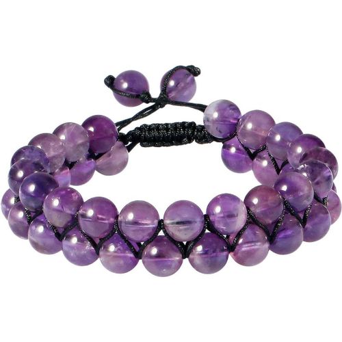 Asas-Bracelet Tressé Double Couche En Pierre De Cristal 8mm,Bracelet De Perles Unisexe Réglable Pour La De Yoga,Bijoux Faits Main
