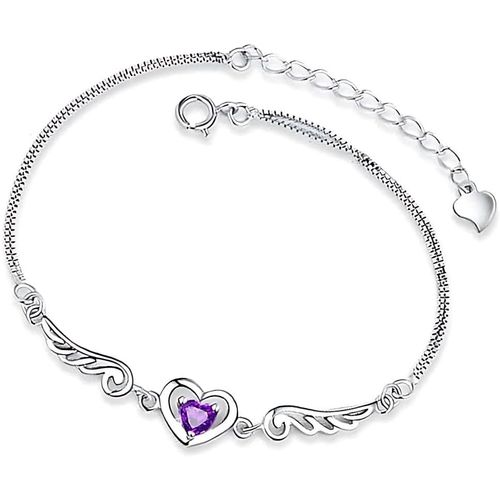 Asas-Bracelet Fille,Bracelet D'amant D'ange En Diamant Violet,Cadeau Fille Bracelet,Idée Cadeau Anniversaire Fille,1 Pièce