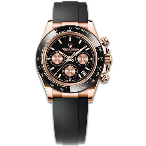 Pagani Design 1644 Gold Meteor Black Chocolate Céramique Hommes Lunette En Acier Inoxydable Bracelet Chronographe Étanche 100 M Verre Saphir Automatique Hommes Montre