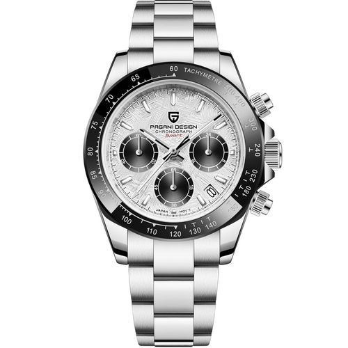 Pagani Design 1644 Meteor Grey Céramique Hommes Lunette En Acier Inoxydable Bracelet Chronographe Étanche 100 M Verre Saphir Automatique Hommes Montre
