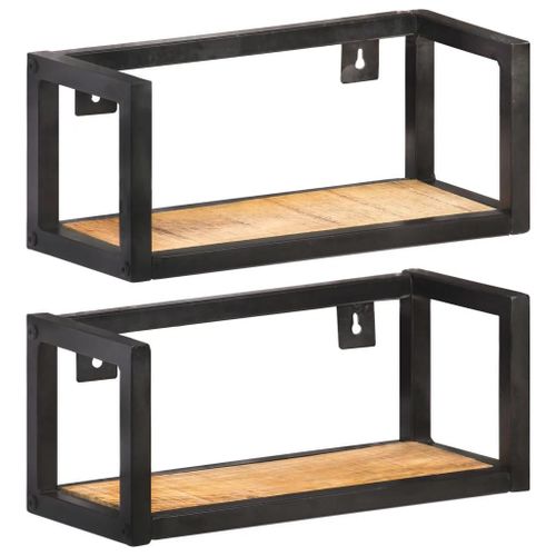 Étagères Murales 2 Pcs 40 Cm Bois De Manguier Brut