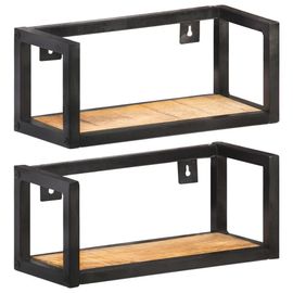 Étagères Murales 2 Pcs 40 Cm Bois De Manguier Brut