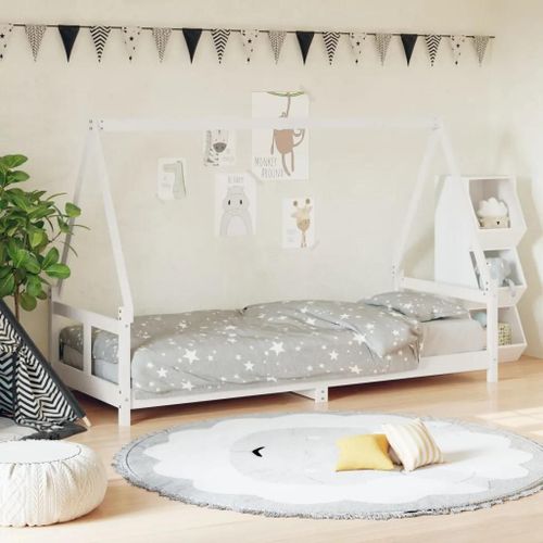 Cadre De Lit Pour Enfants Blanc 80x200 Cm Bois De Pin Massif