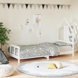 Cadre De Lit Pour Enfants Blanc 90x200 Cm Bois De Pin Massif
