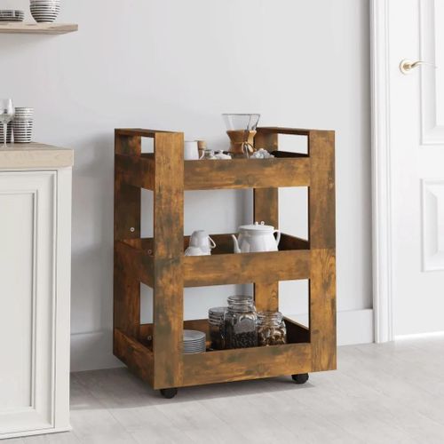 Chariot De Cuisine Chêne Fumé 60x45x80 Cm Bois D'ingénierie