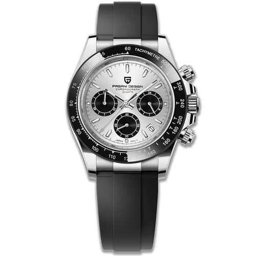 Pagani Design 1644 Meteor White Gold Flex Céramique Hommes Lunette En Acier Inoxydable Bracelet Chronographe Étanche 100 M Verre Saphir Automatique Hommes Montre