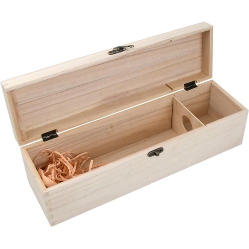 Yemaesre-Boîte Pour Bouteille De Vin, 1 Bouteille, Coffret En Bois Avec Couvercle, Boîte Cadeau Emballage En Bois, Coffret De Rangement Naturel Bois, Boîtes Présentation Pour Anniversaire Mariage, 35