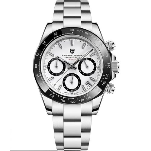 Pagani Design 1644 Panda Céramique Hommes Lunette En Acier Inoxydable Bracelet Chronographe Étanche 100 M Verre Saphir Automatique Hommes Montre
