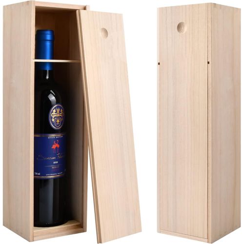 Yemaesre-Boîte Caisse À Vin En Bois Avec Couvercle Coulissant, Boîte De Rangement Pour Bouteille De Vin, Vin Cadeau Emballage Boite Coffret En Bois Pour Anniversaire Mariage Crémaillère