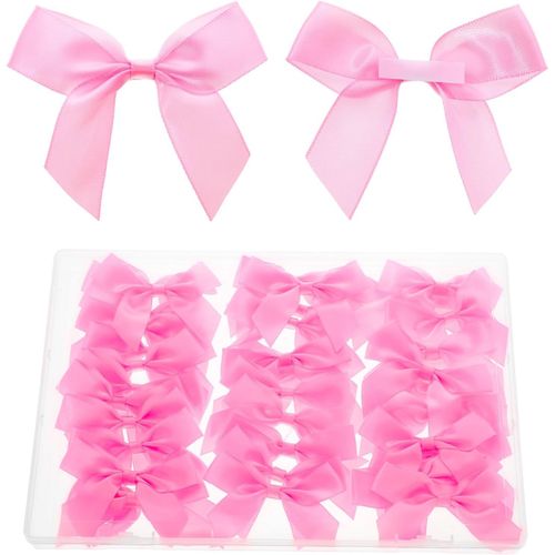 Yemaesre-Lot De 50 Mini N?uds En Ruban De Satin Rose De 5,1 Cm Pour Emballage Cadeau, N?uds Pré-Faits Avec Ruban Adhésif Double Face Pour Fête Prénatale, Fête D'anniversaire, Mariage