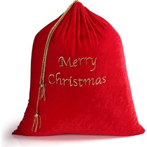 YEMAESRE-Grand Sac De Noel Avec Cordon Coulissant - 75 X 89 Cm - Grand Sac Pere Noel En Velours Rouge Pour Emballer/Ranger Les Cadeaux De Noël Et Décoration De Noël