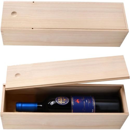 Yemaesre-Caisse Boites À Vin En Bois, Boîte De Rangement Pour Bouteille De Vin, Vin Cadeau Coffret En Bois Avec Couvercle Coulissant, Vin Cadeau Emballage Boite En Bois Pour Crémaillère Anniversaire