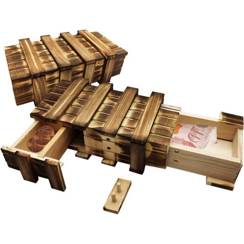 YEMAESRE-Lot De 2 Boîtes À Énigmes En Bois Boîte À Énigmes Magiques, Boîte À Énigmes Pour Cadeaux En Argent Avec 2 Compartiments Sécurisés, Grand Coffret Cadeau Pour Cadeaux En Argent